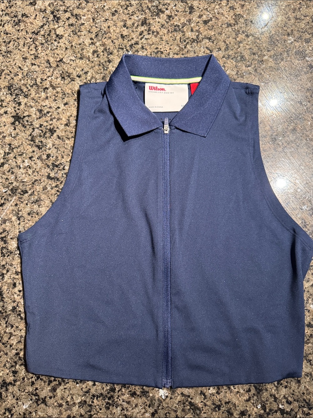 Wilson Navy Zip-Front Sleeveless Cropped Polo